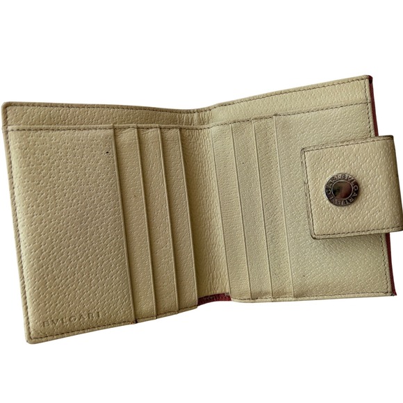 Bvlgari Canvas Leather Tri Fold Wallet Pink Monogram Snap Closure - Picture 10 of 15